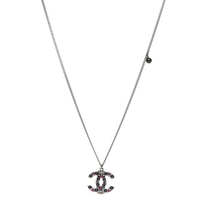 Chanel Ruthenium Resin CC Necklace Black Purple 1 of 8