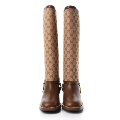 Gucci GG Monogram Calfskin Lola Tall Boots 37.5 Beige Ruggine Cuir 3 of 10