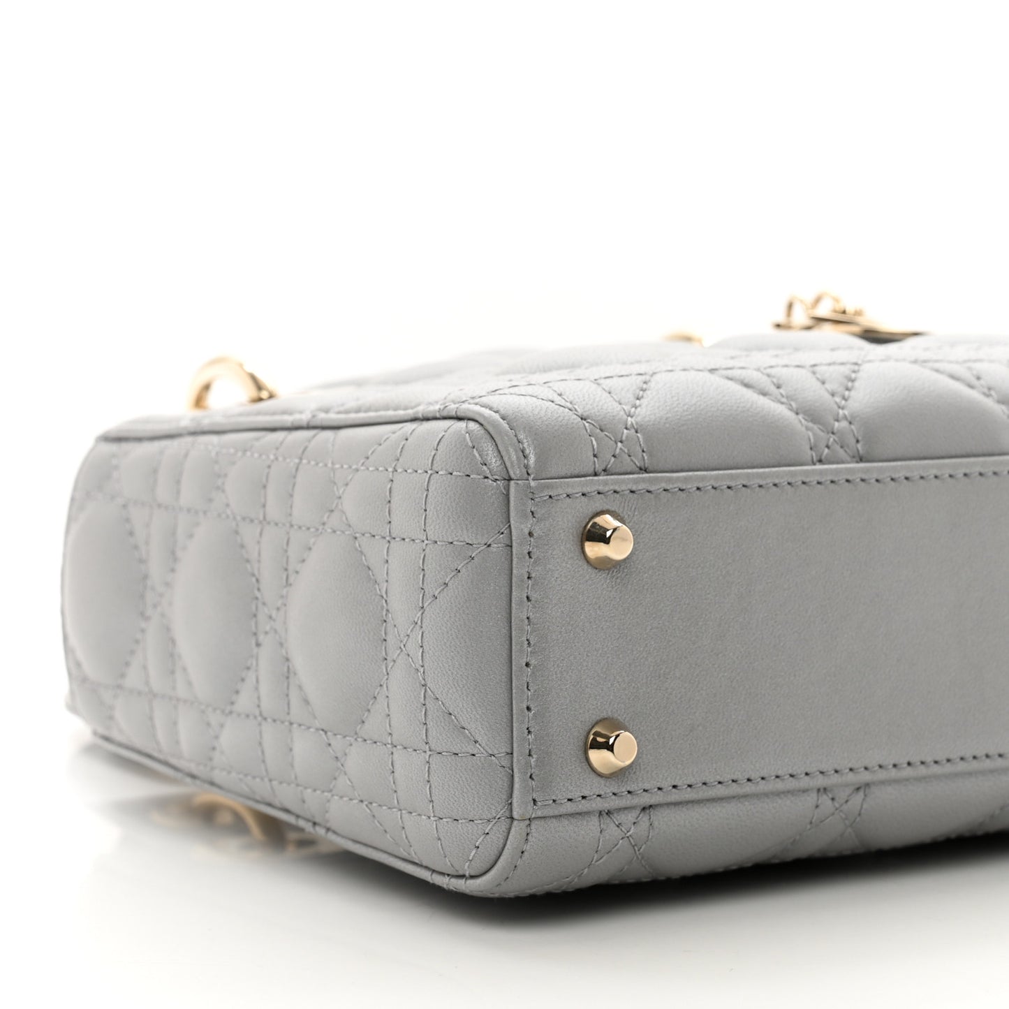 Lambskin Cannage Mini Lady Dior Gray Opaline