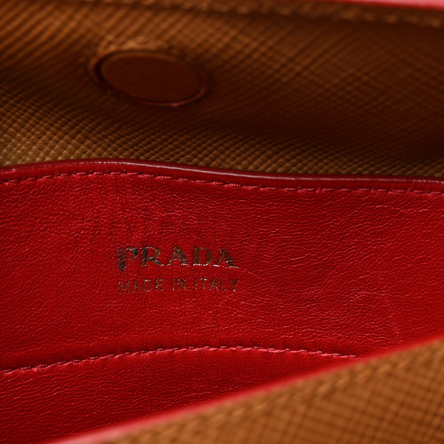 Saffiano Cuir Medium Double Bag Caramel Fuoco