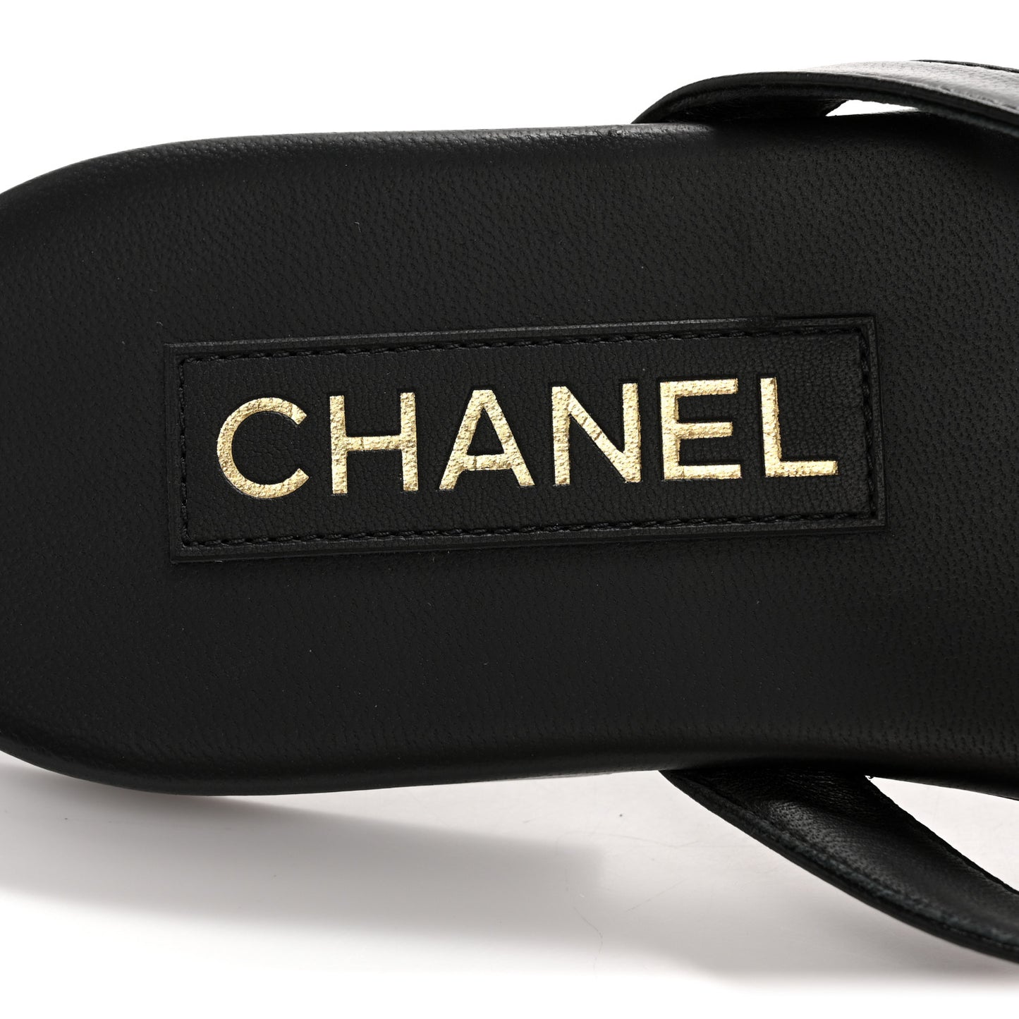 Shiny Lambskin Crystal CC Thong Sandals 37 Black