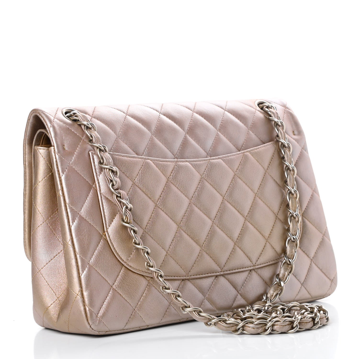 Chanel Metallic Lambskin Quilted Jumbo Double Flap Gold 3 of 17