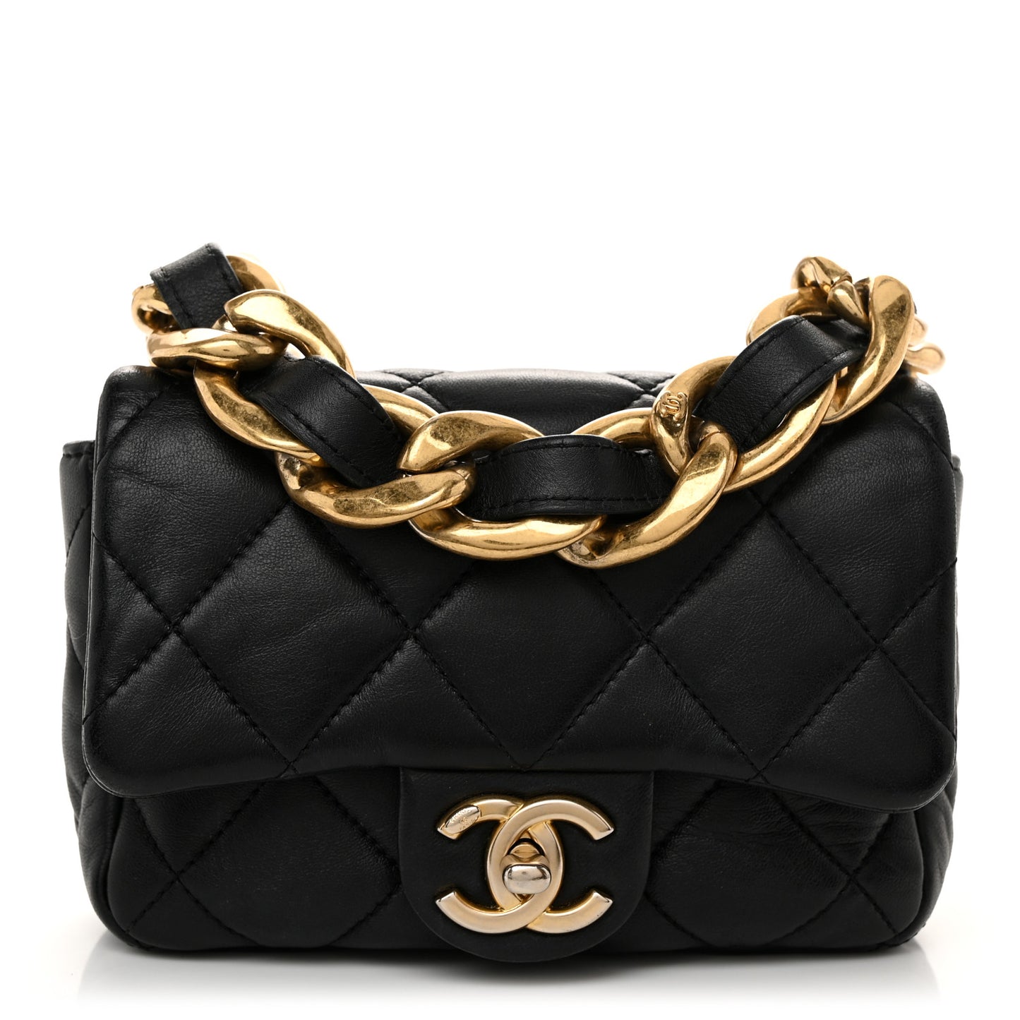 Lambskin Quilted Mini CC Funky Town Flap Black