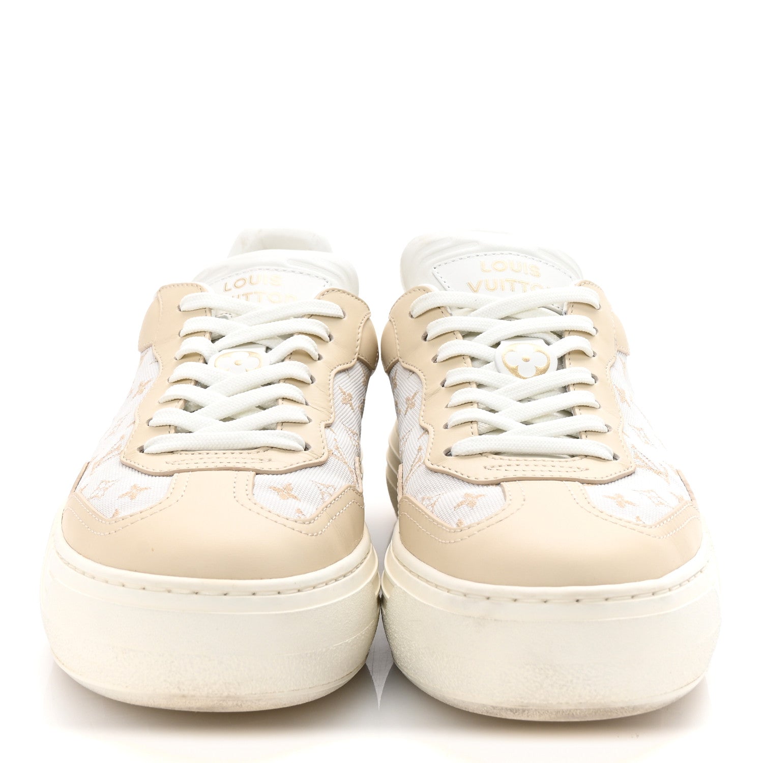 Louis Vuitton Canvas Calfskin Monogram LV Groovy Platform Sneakers 38 Beige 3 of 9