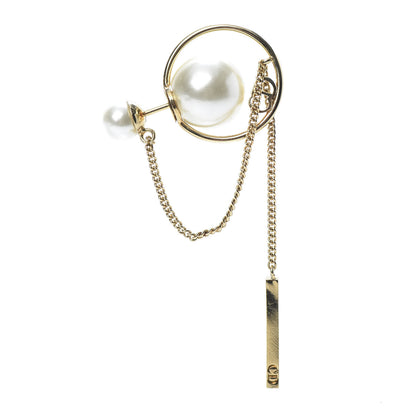 Christian Dior Pearl Tribales Dangle Chain Earrings Gold 2 of 5