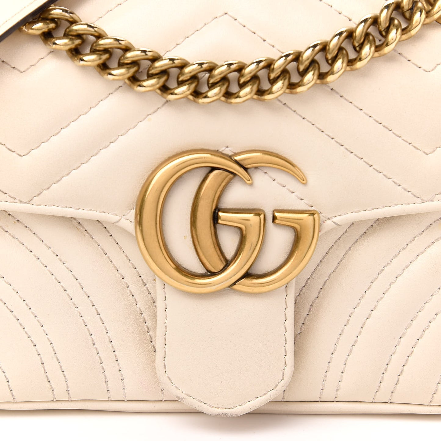 Calfskin Matelasse Mini GG Marmont Shoulder Bag White