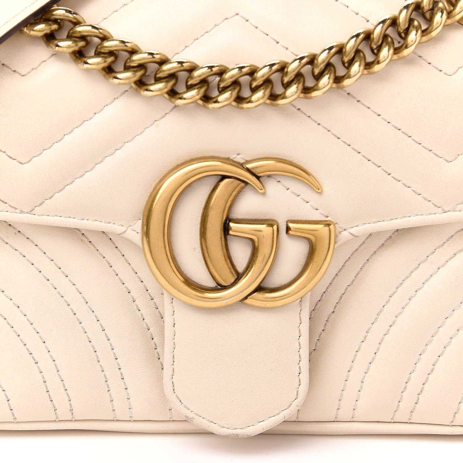 Gucci Calfskin Matelasse Mini GG Marmont Shoulder Bag White 14 of 14