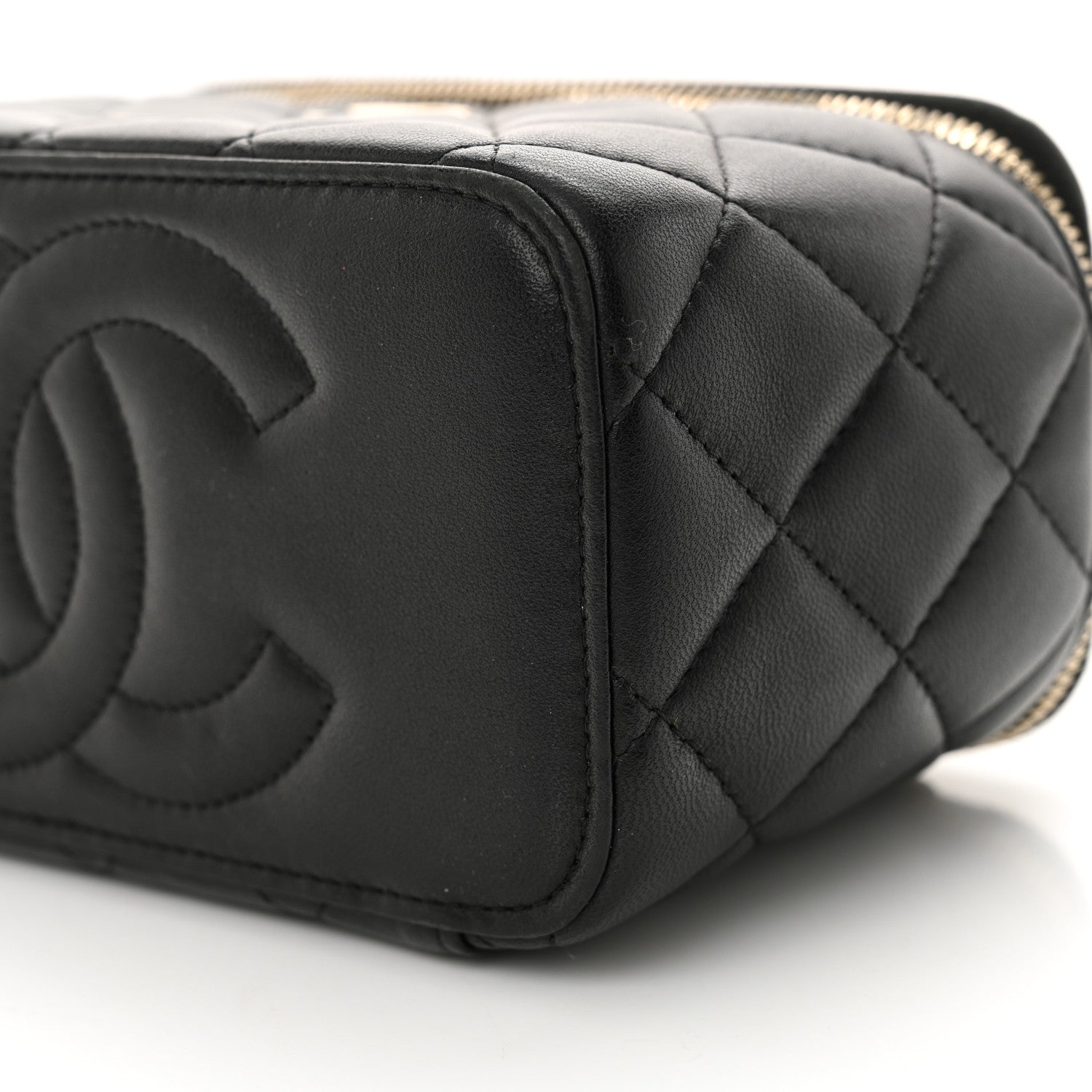 Chanel Lambskin Quilted Small Top Handle Vanity Case With Chain Black Lilac 9 of 15