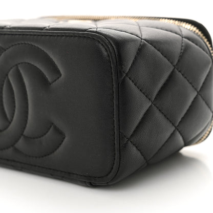 Chanel Lambskin Quilted Small Top Handle Vanity Case With Chain Black Lilac 9 of 15