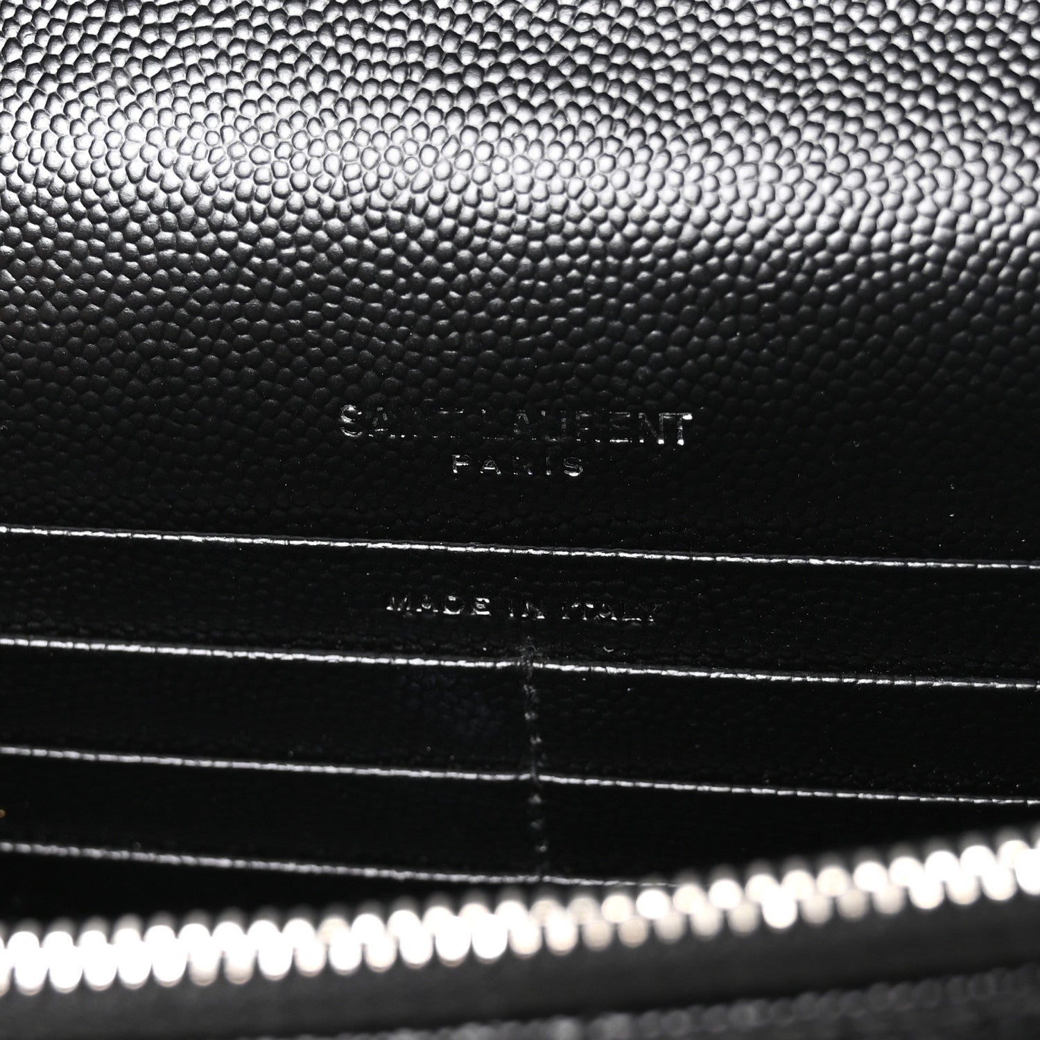 Saint Laurent Grain De Poudre Matelasse Chevron Monogram Envelope Chain Wallet Black 5 of 9