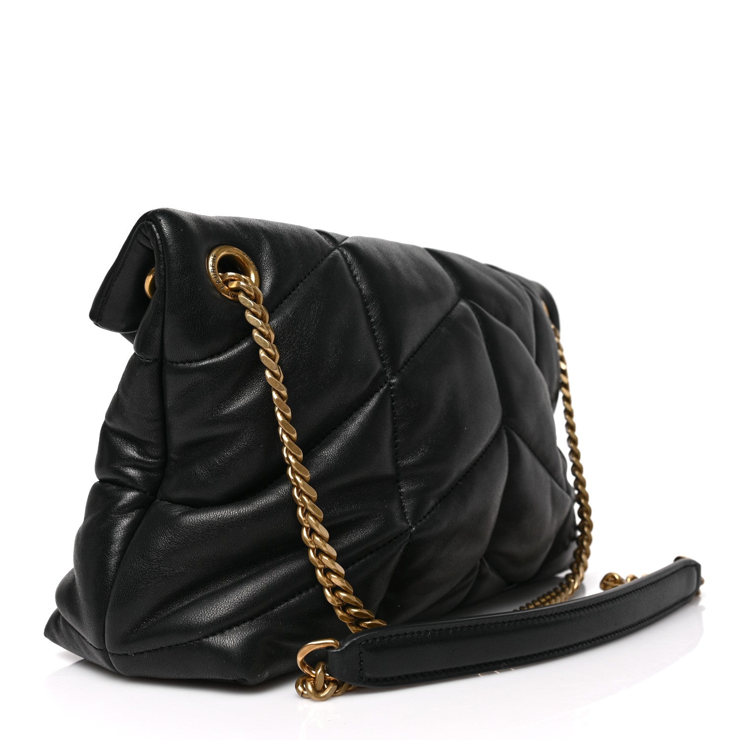 Saint Laurent Lambskin Quilted Small Loulou Puffer Monogram Chain Satchel Black 4 of 10