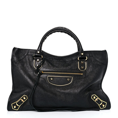 Balenciaga Chevre Gold Metallic Edge Hardware City Black 3 of 15