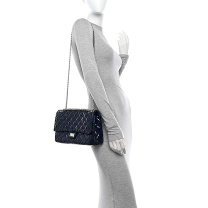Chanel Distressed Patent Quilted 2.55 Reissue 227 Flap Dark Blue 3 of 13