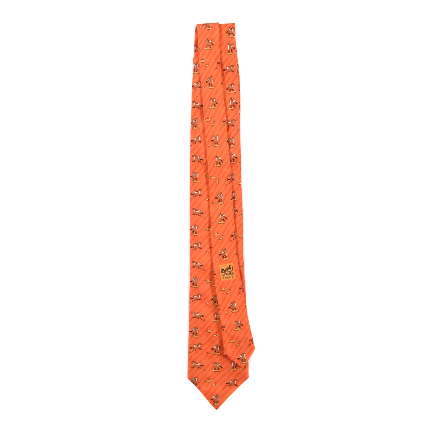 Printed Silk Mens Pegasus Neck Tie Orange