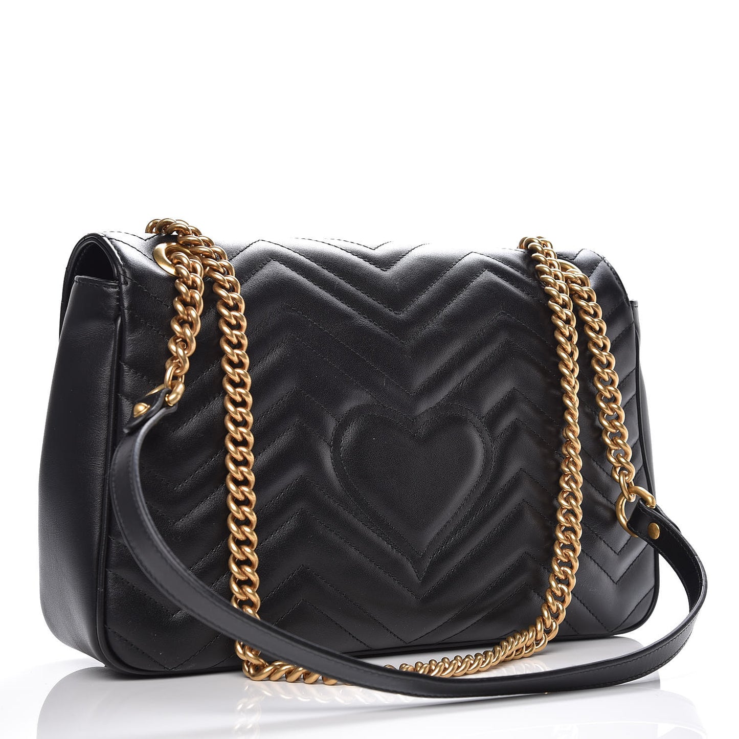 Calfskin Matelasse Medium GG Marmont Shoulder Bag Black