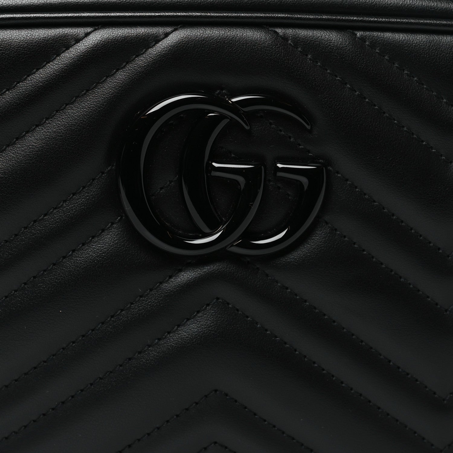 Gucci Calfskin Matelasse Monochrome Small GG Marmont Chain Shoulder Bag Black 8 of 10