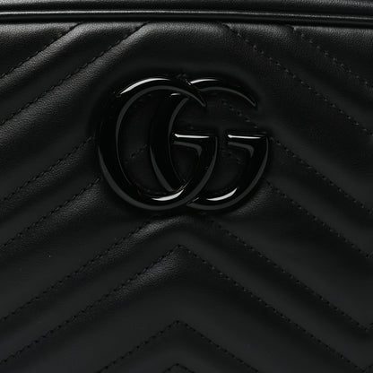 Gucci Calfskin Matelasse Monochrome Small GG Marmont Chain Shoulder Bag Black 8 of 10