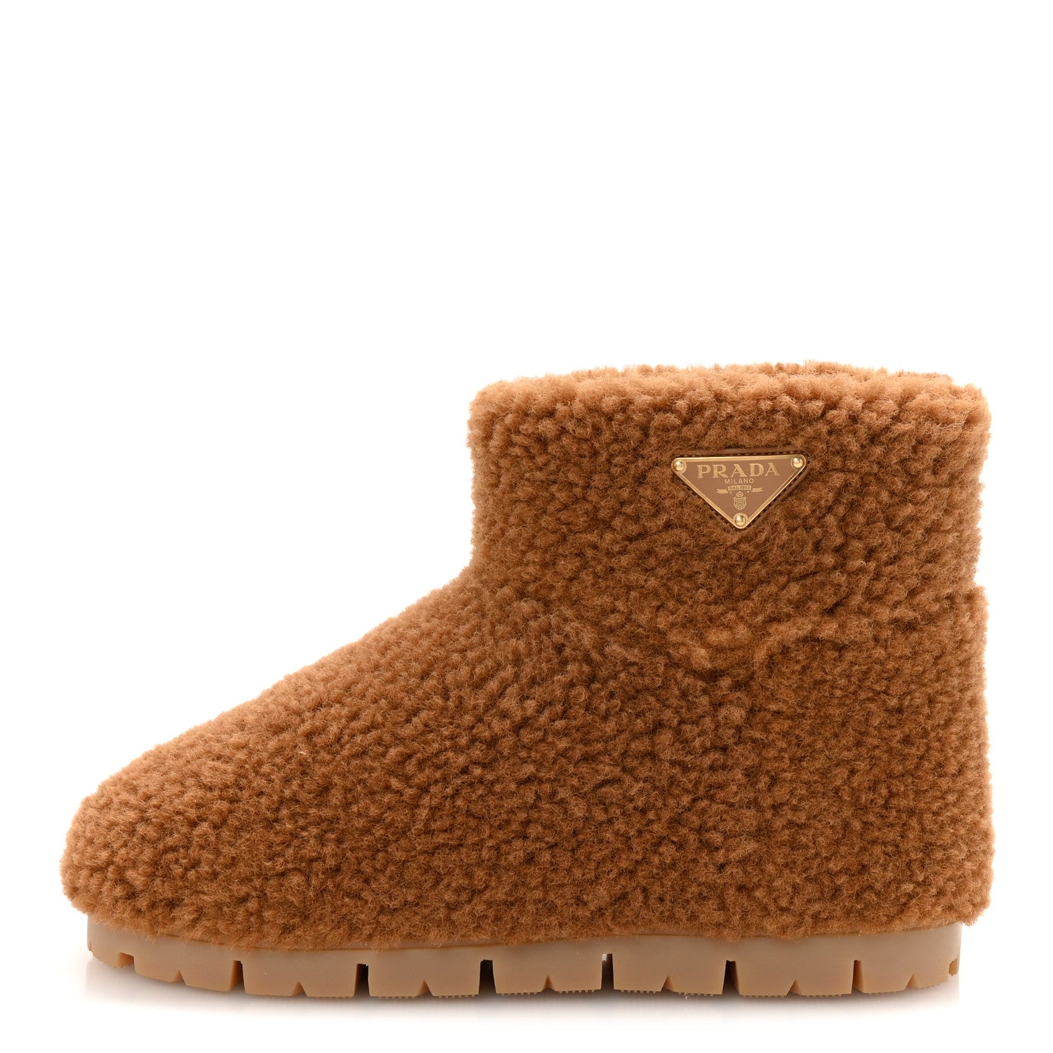 Prada Shearling Ankle Boots 36.5 Caramel 1 of 10