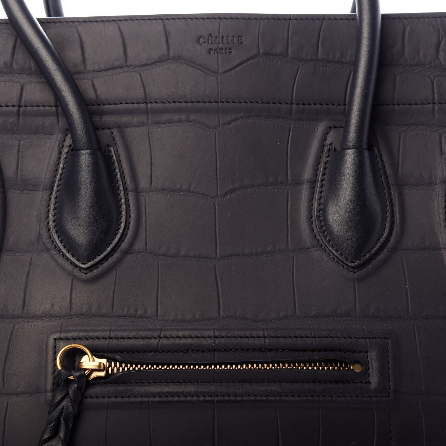 Celine Crocodile Embossed Nubuck Medium Phantom Luggage Navy Blue 9 of 9