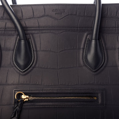 Celine Crocodile Embossed Nubuck Medium Phantom Luggage Navy Blue 9 of 9