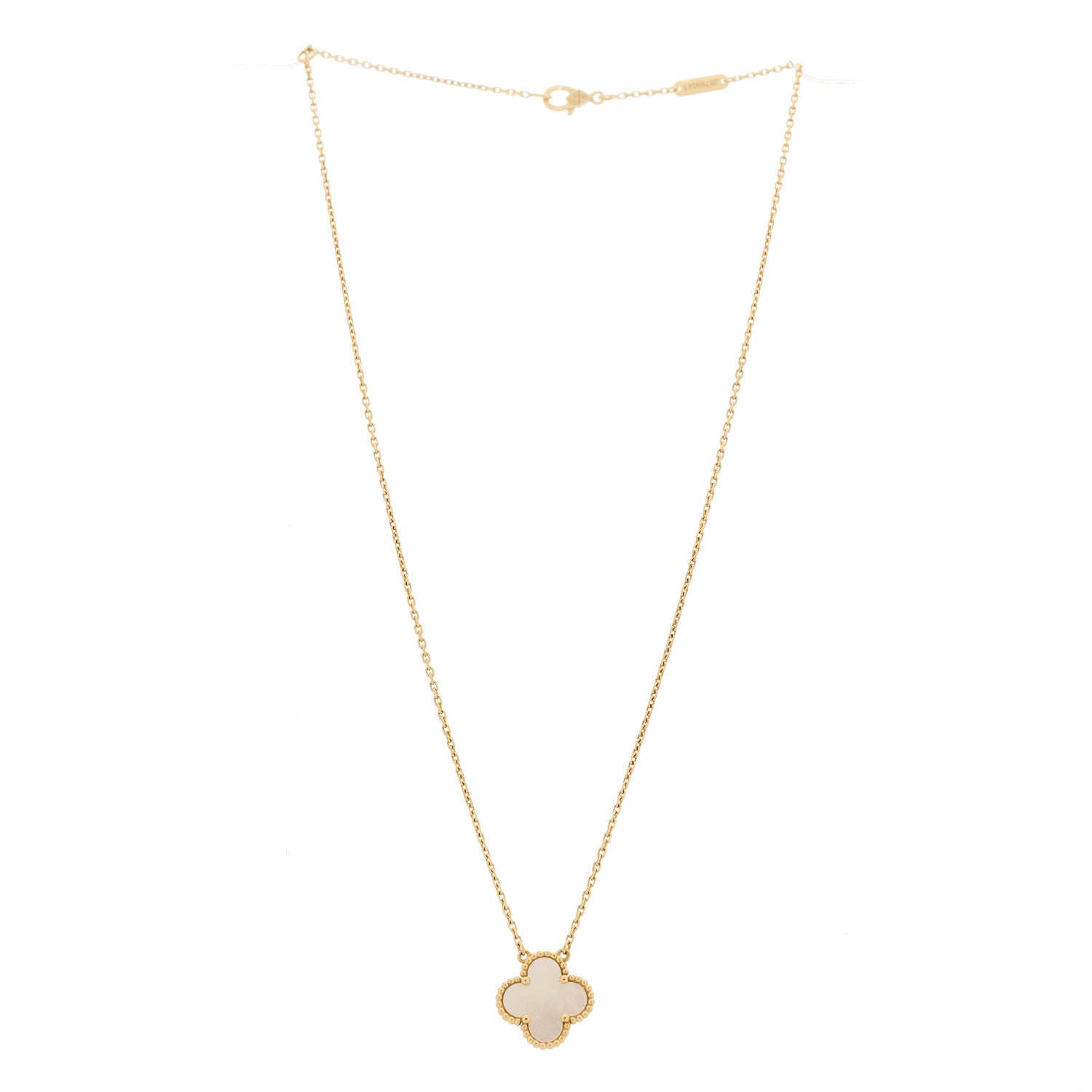 Van Cleef & Arpels 18K Yellow Gold Mother of Pearl Vintage Alhambra Pendant Necklace 3 of 5