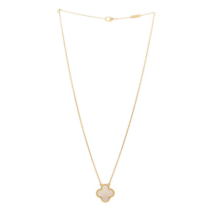 Van Cleef & Arpels 18K Yellow Gold Mother of Pearl Vintage Alhambra Pendant Necklace 3 of 5