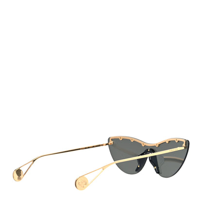 Gucci Metal Rimless Star Studded 90mm Cat Eye GG0666S Sunglasses Black Gold 4 of 7