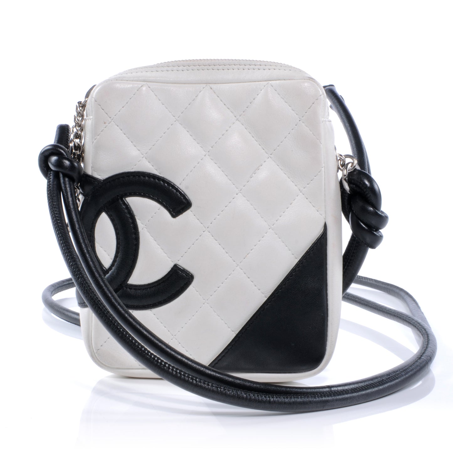 Calfskin Quilted Cambon Small Messenger White Black