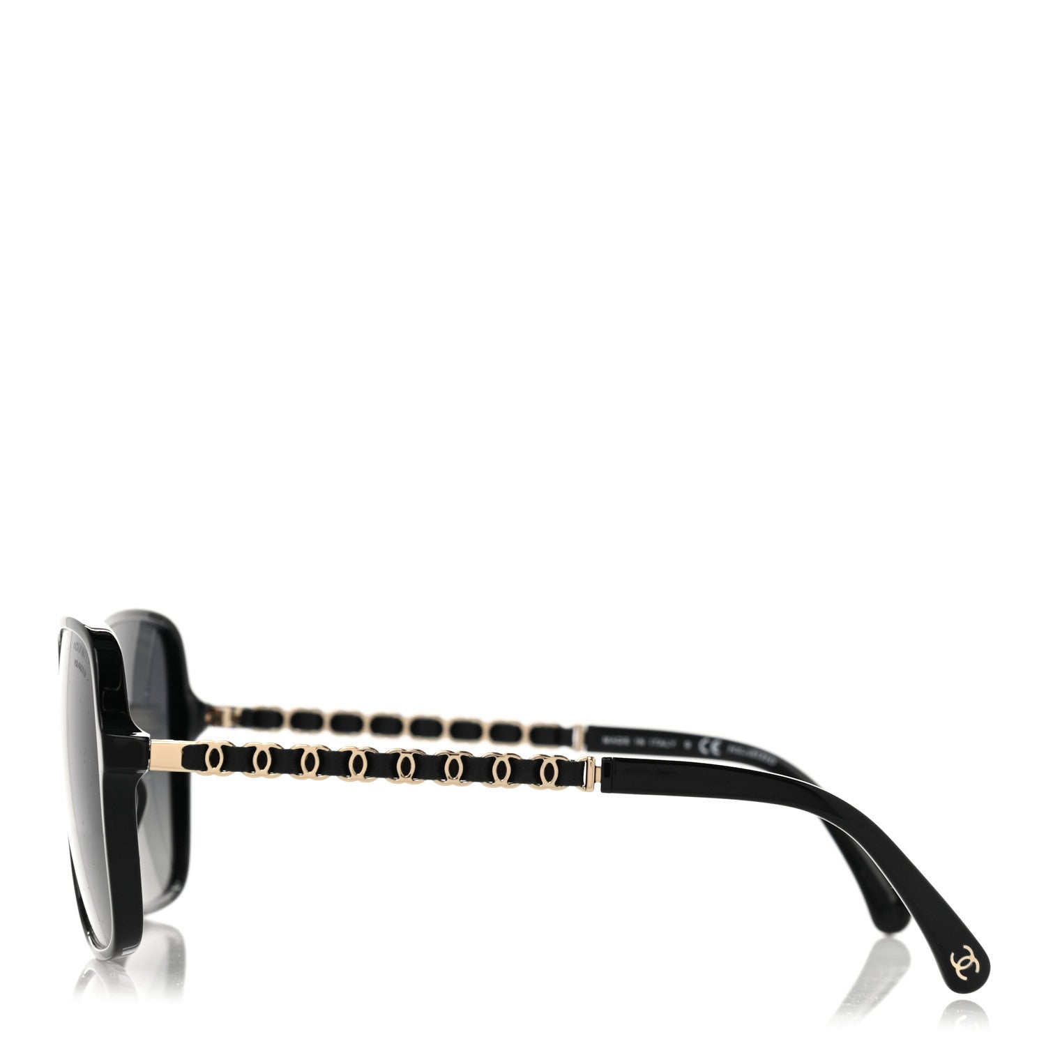 Chanel Metal Calfskin Polarized CC Chain Pilot Sunglasses 5439-Q-A Black 3 of 8