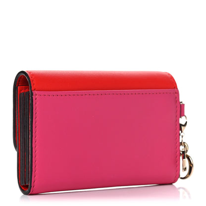 Christian Dior Smooth Calfskin Bi-Color Diorissimo Card Holder Pink Red 3 of 10