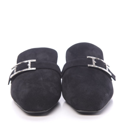 Hermes Velvet Goatskin Beauty Mules 37 Black 2 of 8