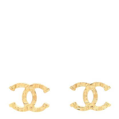 Chanel Metal Tweed Effect CC Earrings Gold 1 of 4
