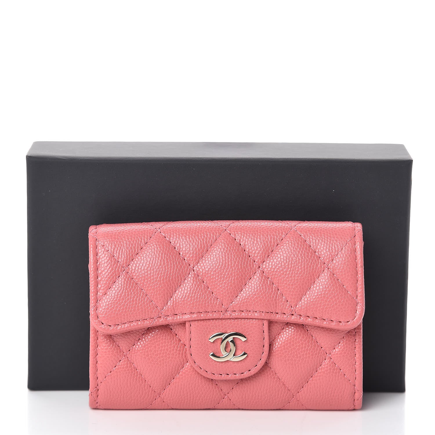Chanel Caviar Quilted Flap Card Holder Wallet Pink 9 of 9