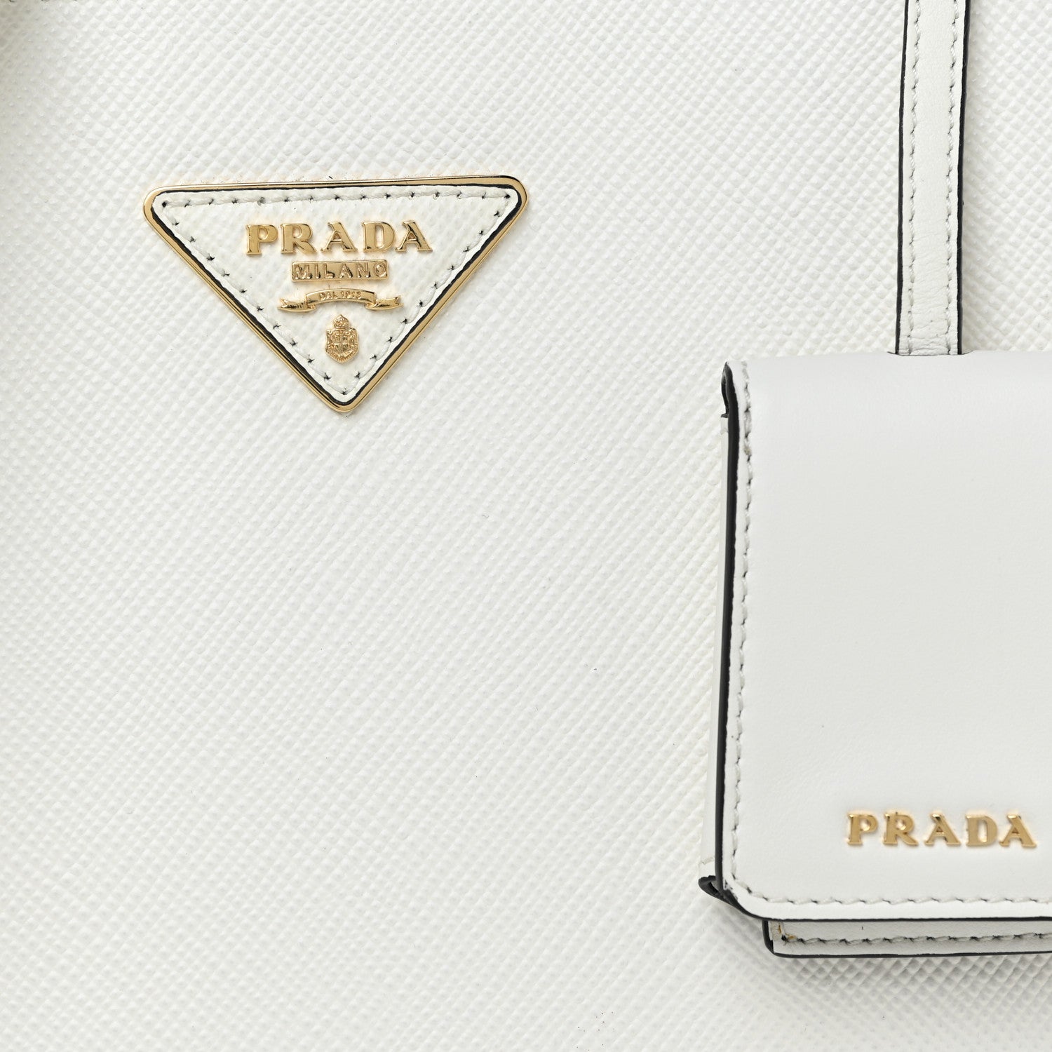 Prada Saffiano Cuir Medium Matinee Tote White Black 7 of 11