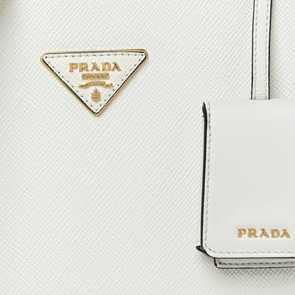 Prada Saffiano Cuir Medium Matinee Tote White Black 7 of 11