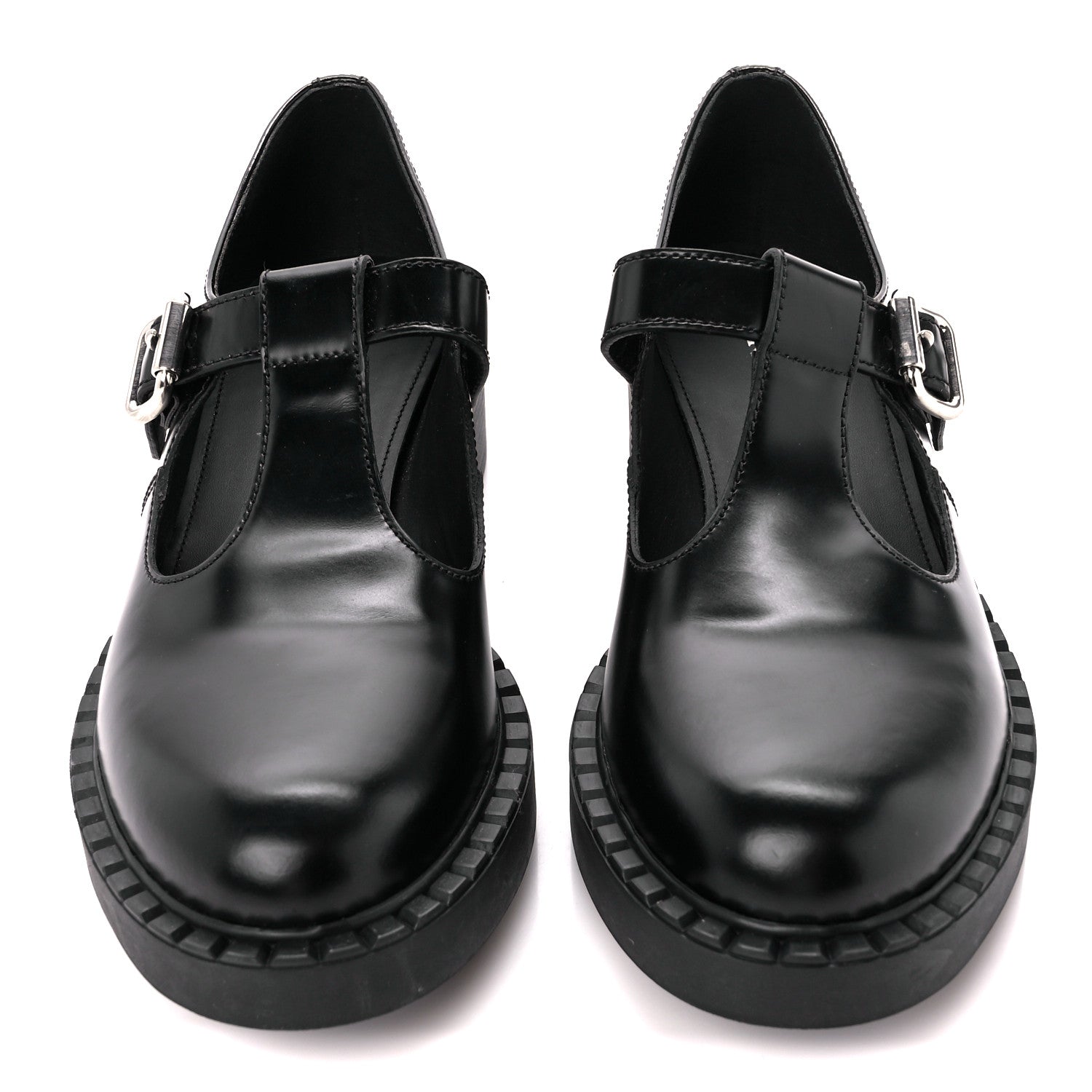 Prada Spazzolato Mary Jane T Strap 40mm Loafers 40 Black 2 of 9