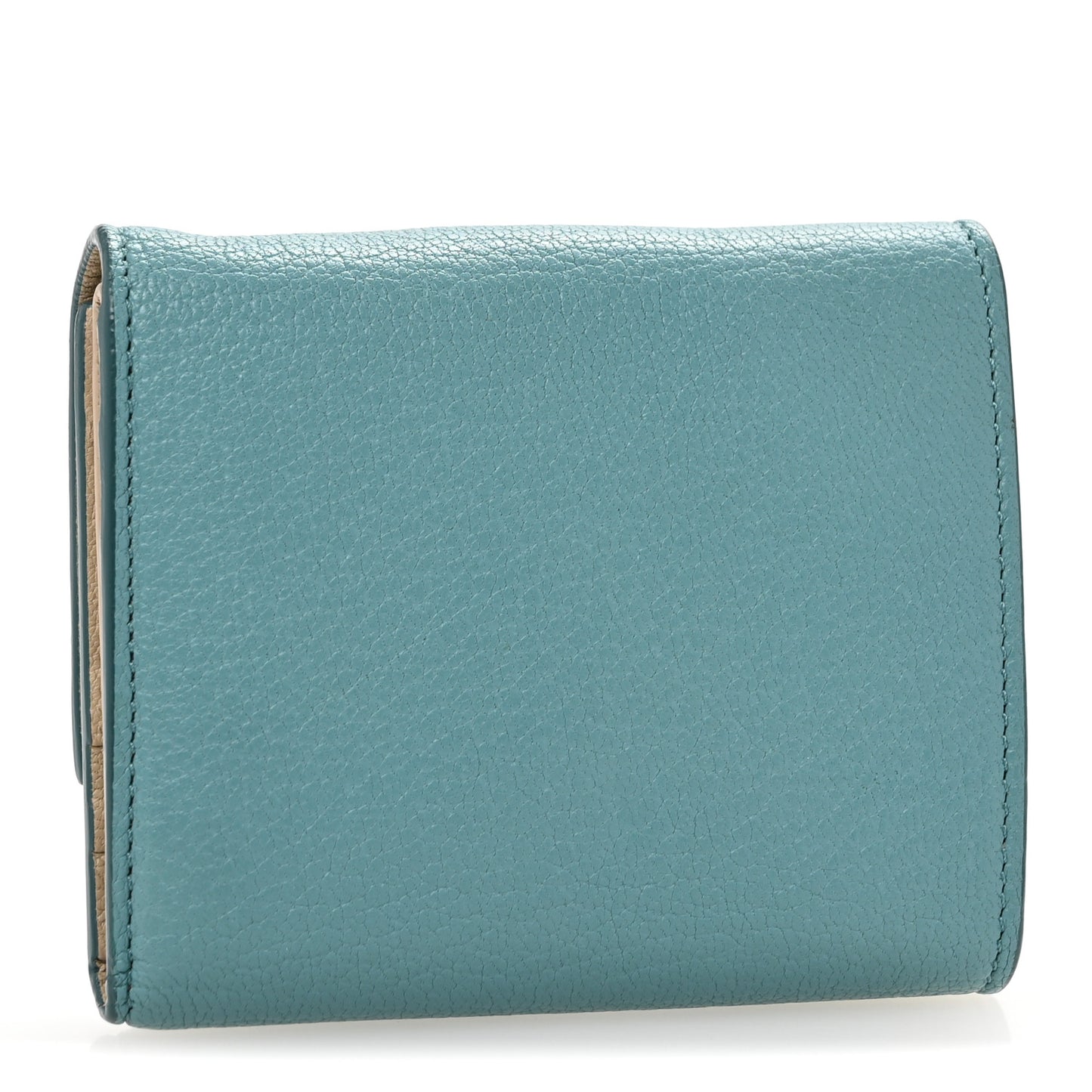 Drummed Calfskin Small Multifunction Folded Wallet Light Blue