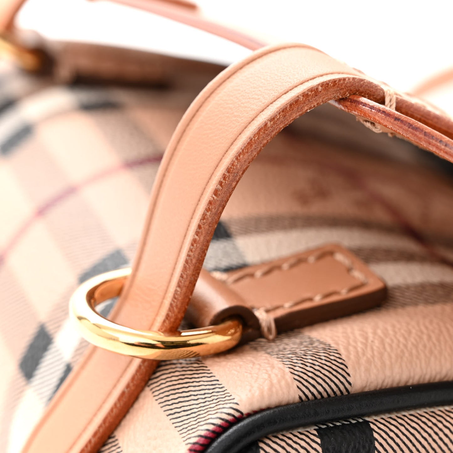 Perforated Calfskin Haymarket Check Baby Bridle Crossbody Pale Clementine