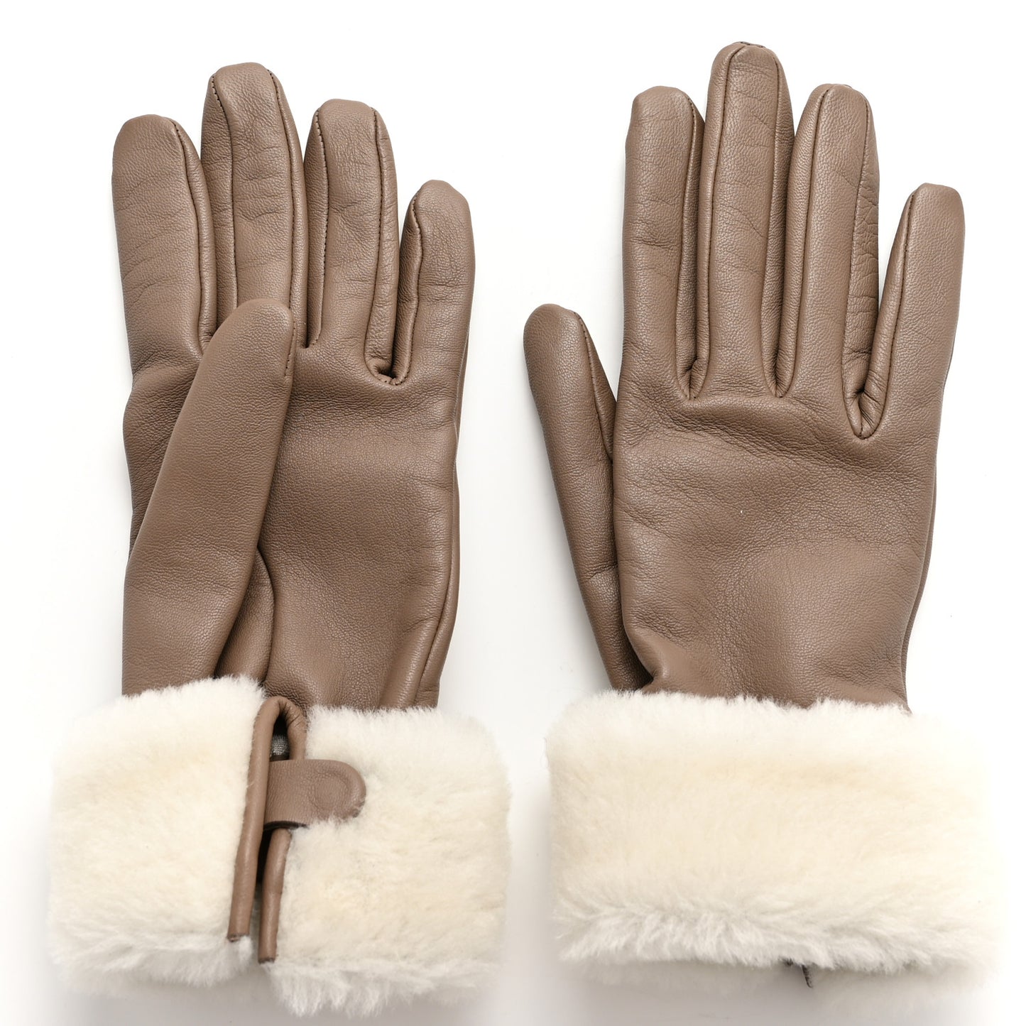 Lambskin Sheepskin Honorine Gloves 7 Etoupe White Naturel