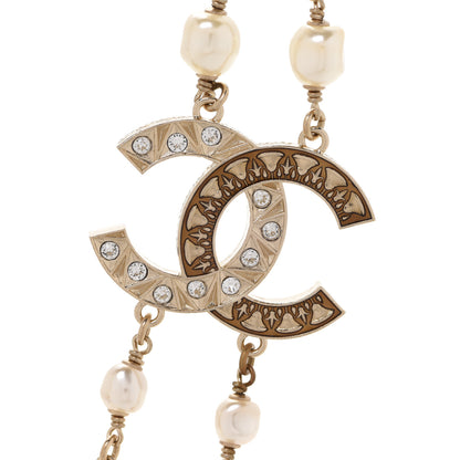 Chanel Pearl Beaded Crystal CC Long Necklace Gold Multi 4 of 6