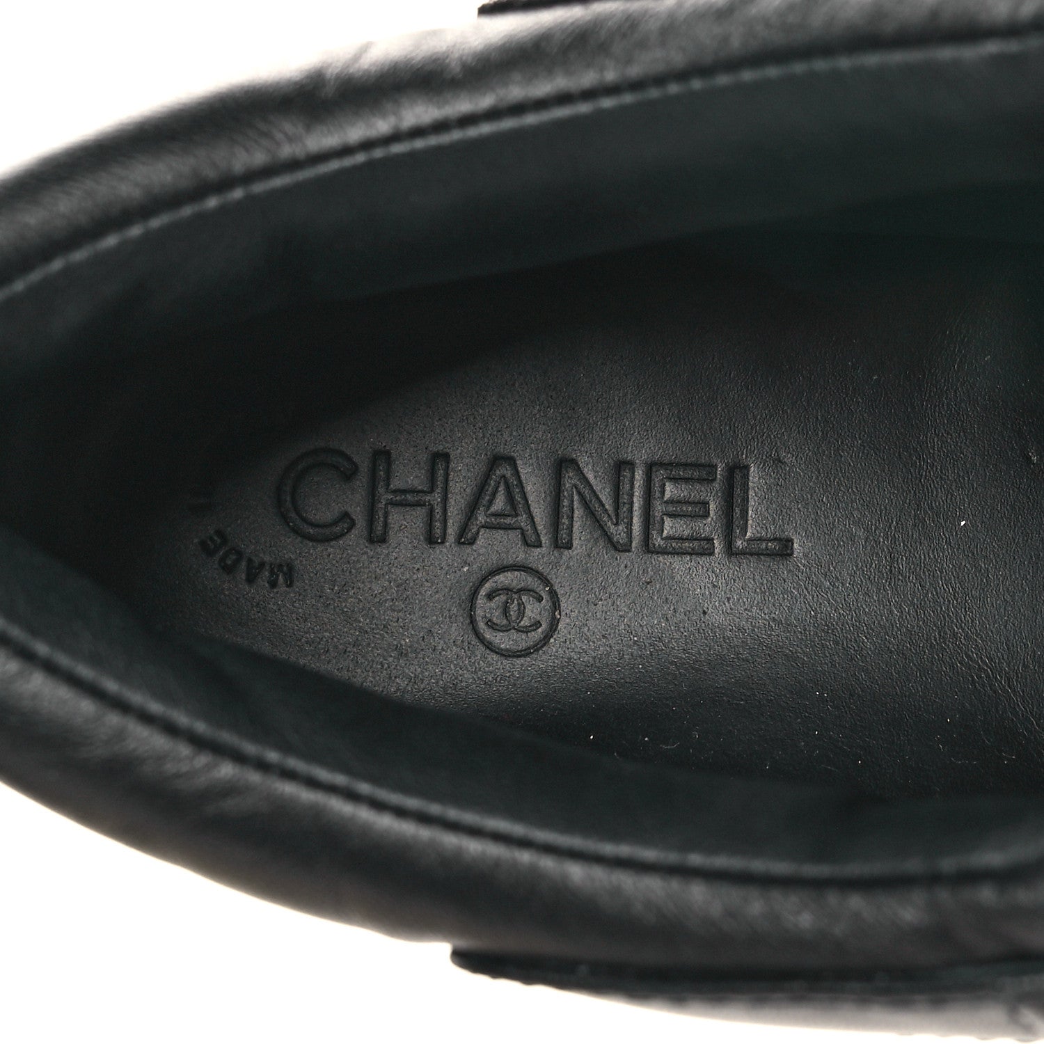 Chanel Lambskin Logo Strap Sneakers 37 Ivory Black 8 of 11