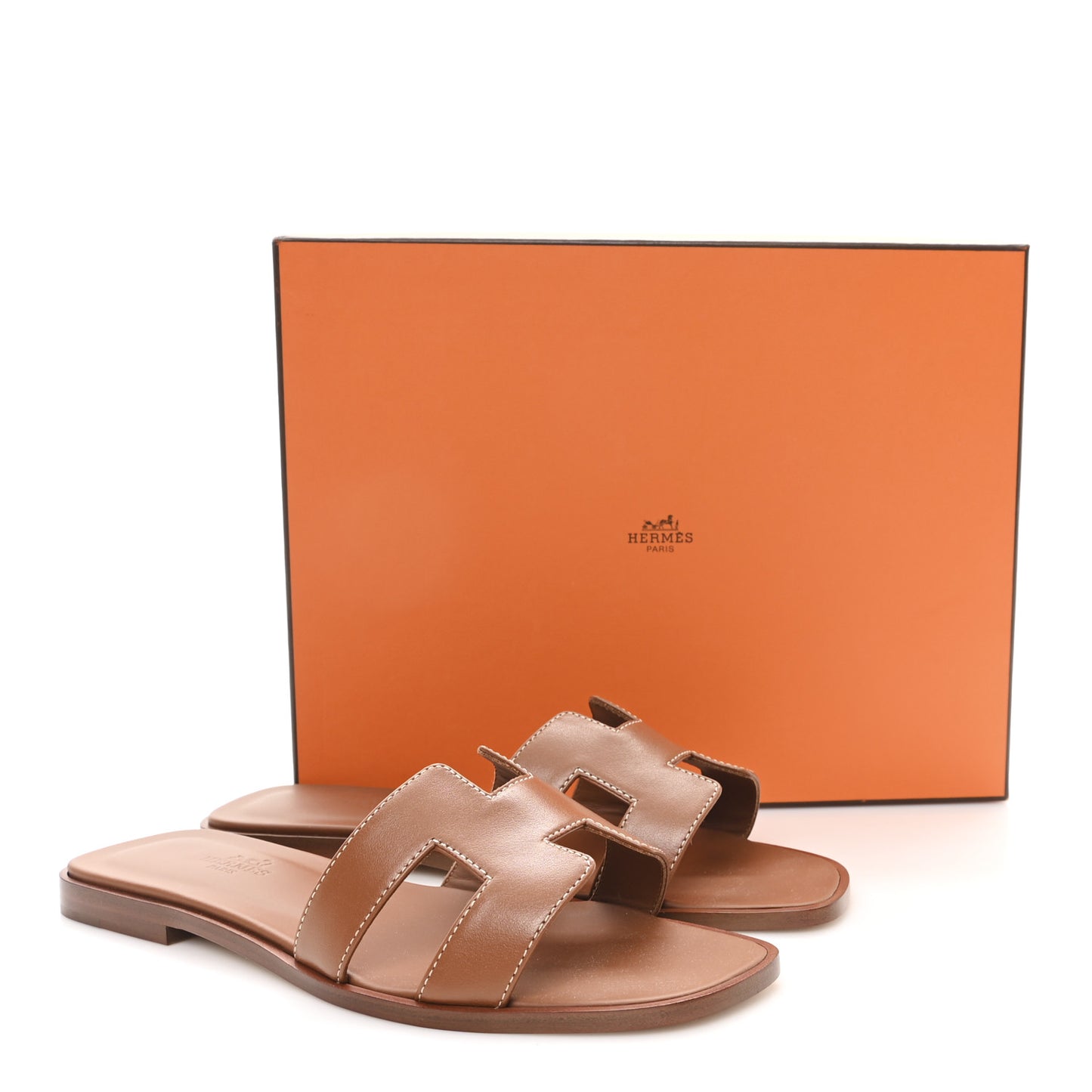 Box Calfskin Oran Sandals 37.5 Gold