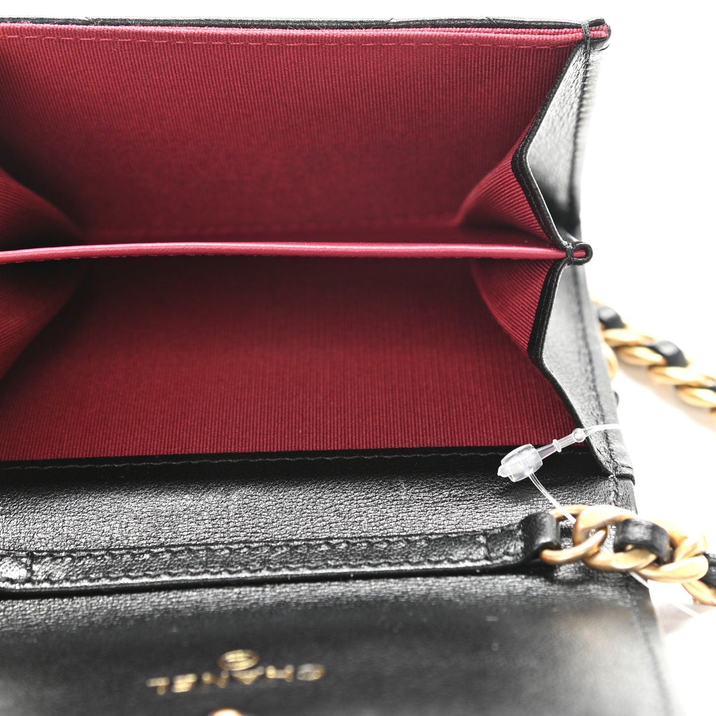 Lambskin Quilted Chanel 19 Flap Coin Purse With Chain Black
