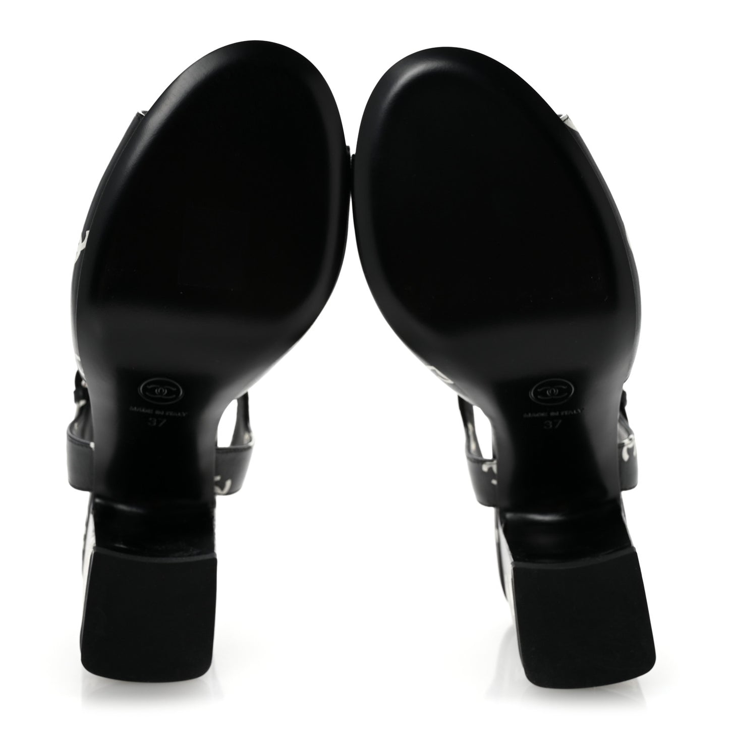 Printed Lambskin CC Sandals 37 Black White 37 Black White