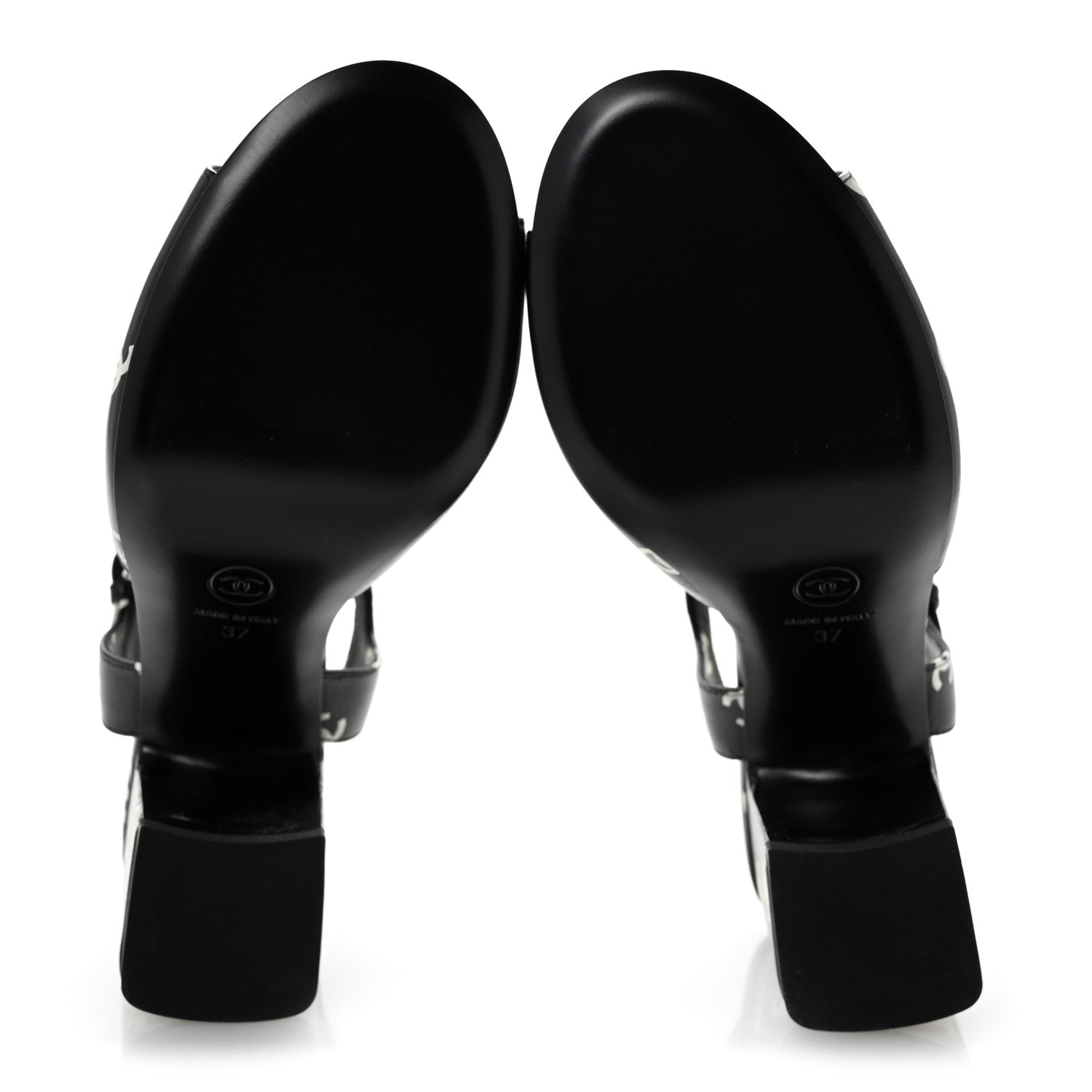 Chanel Printed Lambskin CC Sandals 37 Black White 37 Black White 6 of 10