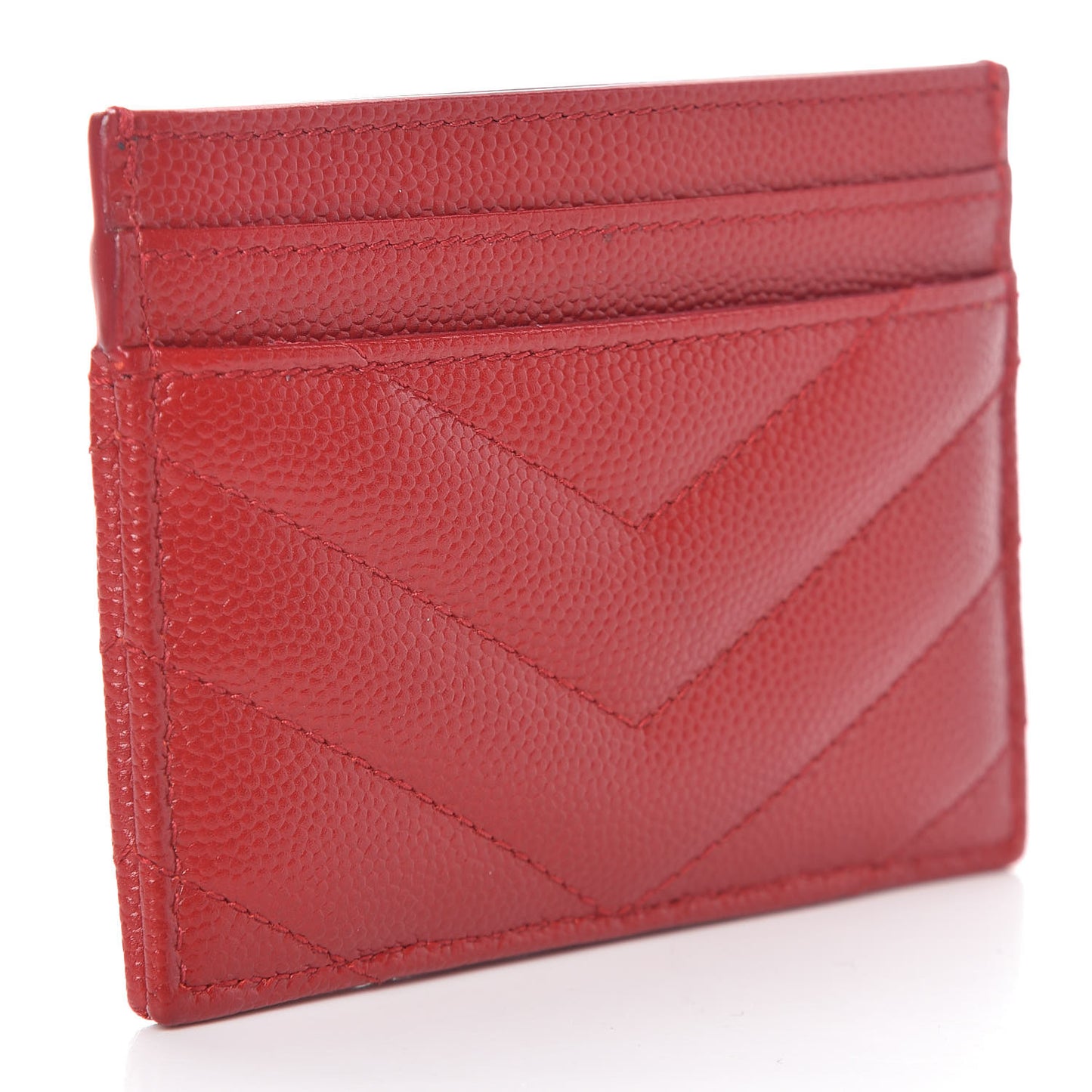 Grain De Poudre Matelasse Chevron Monogram Credit Card Case Rouge Eros