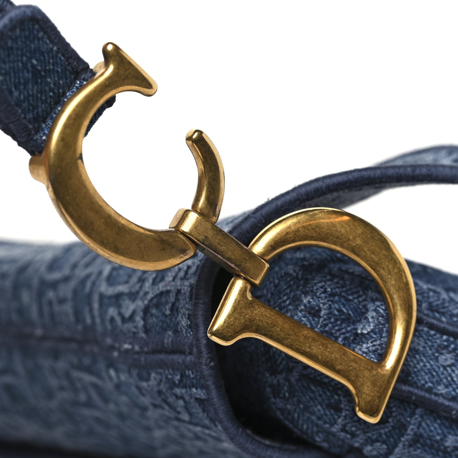 Christian Dior Oblique Embroidered Saddle Bag Denim Blue 11 of 12