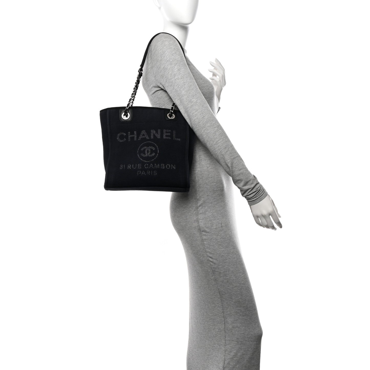 Mixed Fibers Mini Deauville Tote Navy Blue Black