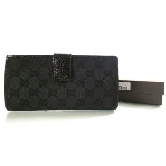Gucci Monogram Engraved Metal Plate Continental Wallet Black 2 of 9