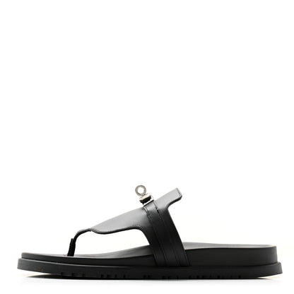 Hermes Calfskin Womens Empire Sandals 40.5 Black 1 of 11